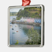 Mooie haven- en zeilboten met reflectie in 2 metalen ornament (Links)