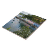 Mooie haven- en zeilboten met reflectie in 2 tegeltje (Zijkant)