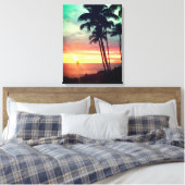 Mooie Hawaïaanse Sunset Stretch Canvas Print (Insitu (Slaapkamer))