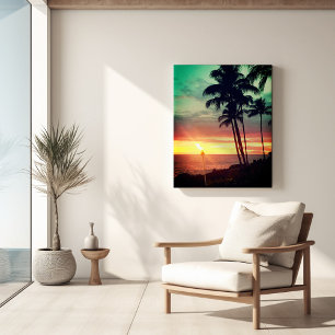 Mooie Hawaiaanse zonsondergang op stretch canvas p Afdruk
