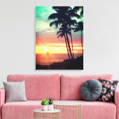 Mooie Hawaiaanse zonsondergang op stretch canvas p Afdruk (Insitu (Woonkamer))