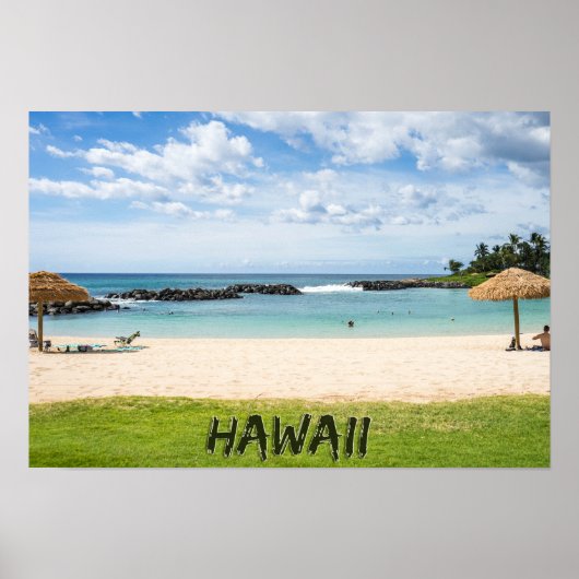 Mooie Hawaii Beach | Sun Sand & Green Paradise Poster (Voorkant)