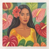 Mooie hawaii kunst glazen onderzetter (Voorkant)