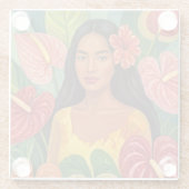 Mooie hawaii kunst glazen onderzetter (Achterkant)