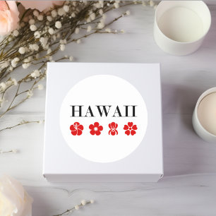 Mooie Hawaii rode bloem iconen licht-kleur Ronde Sticker