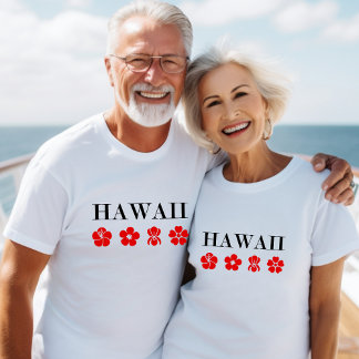 Mooie Hawaii rode bloem iconen licht-kleur T-shirt