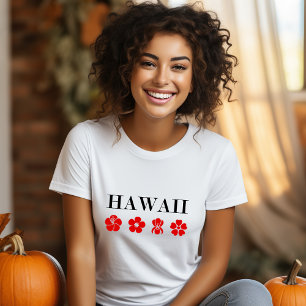 Mooie Hawaii rode bloem iconen licht-kleur T-shirt