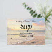 Mooie Hawaiian Beach bruiloft RSVP kaart (Staand voorkant)
