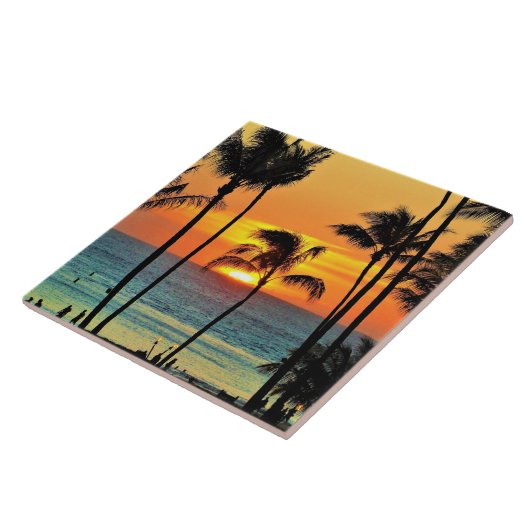 Mooie Hawaiian Sunset Tegeltje (Zijkant)