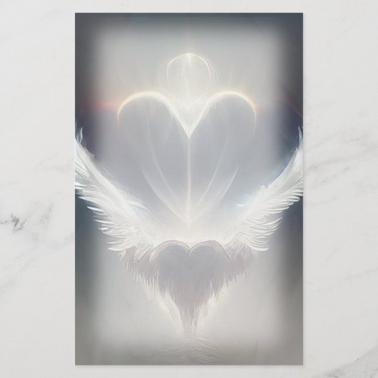 Mooie Heart Angel Wings Monogram Stationery Briefpapier (Achterkant)