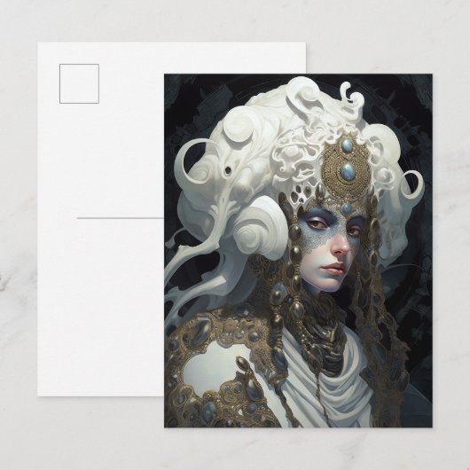 Mooie heks demon koningin fantasy kunst briefkaart (Voorkant / Achterkant)