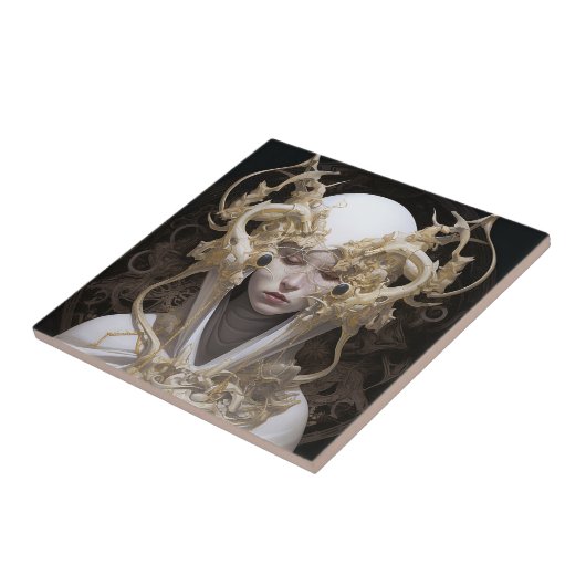 Mooie heks demon koningin fantasy kunst tegeltje (Zijkant)