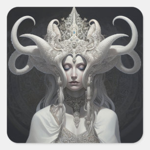 Mooie heks demon koningin fantasy kunst vierkante sticker