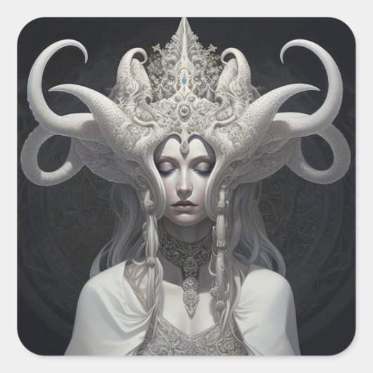 Mooie heks demon koningin fantasy kunst vierkante sticker (Voorkant)