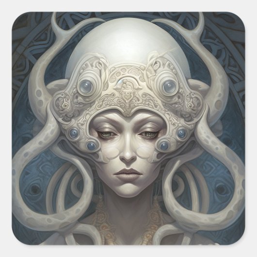 Mooie heks demon koningin fantasy kunst vierkante sticker (Voorkant)