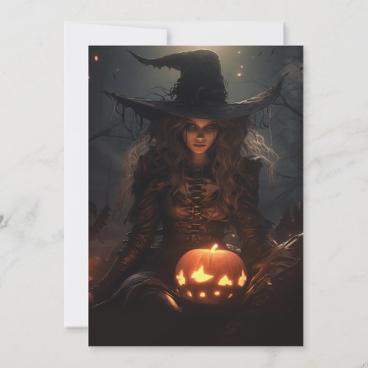 Mooie heks en pompoenen Halloween Kaart (Achterkant)