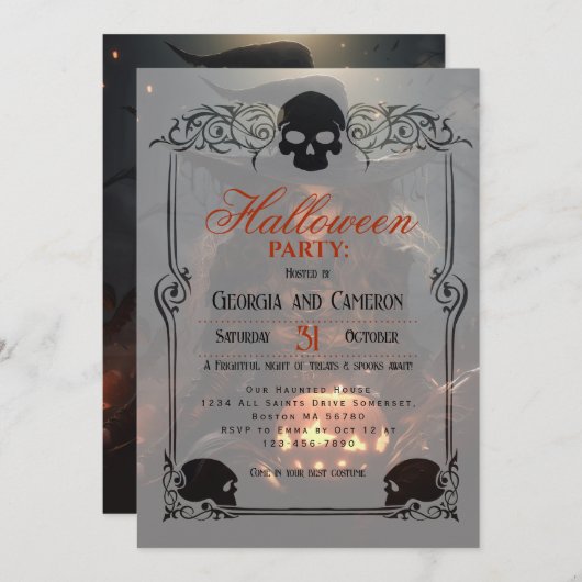 Mooie heks en pompoenen Halloween Kaart (Voorkant / Achterkant)