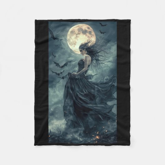 Mooie Heks Gothic Fantasy Vampire Moonlight 1 Fleece Deken (Voorkant)
