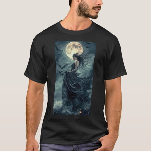 Mooie Heks Gothic Fantasy Vampire Moonlight 1 T-shirt (Voorkant)