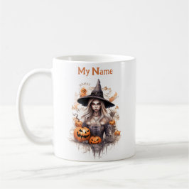 Mooie heks: Halloween heks gepersonaliseerde beker Koffiemok