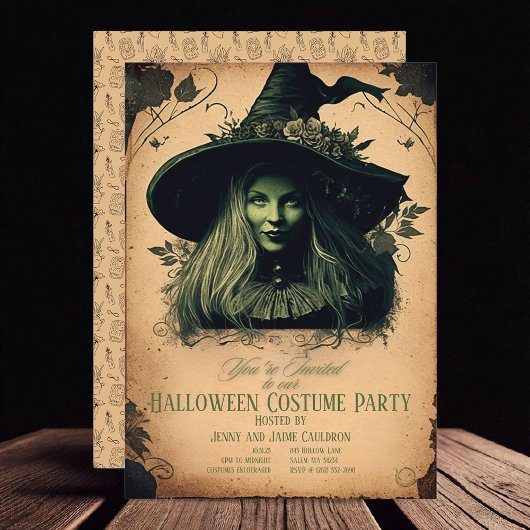 Mooie heks Halloween nodiging tweeslachtig Kaart