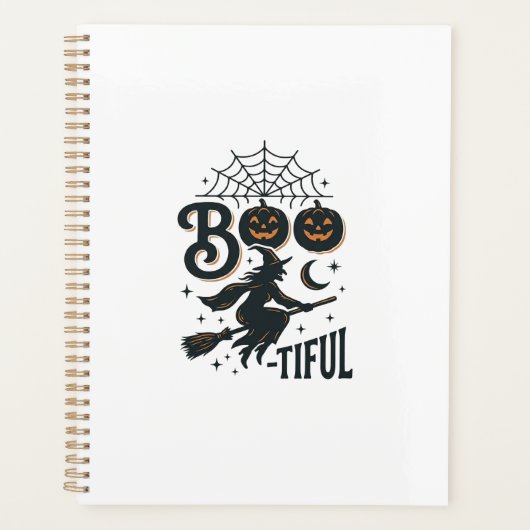 Mooie Heks Halloween Vintage Gravure Ontwerp Planner (Voorkant)