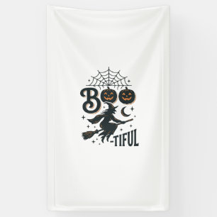 Mooie Heks Halloween Vintage Gravure Ontwerp Spandoek