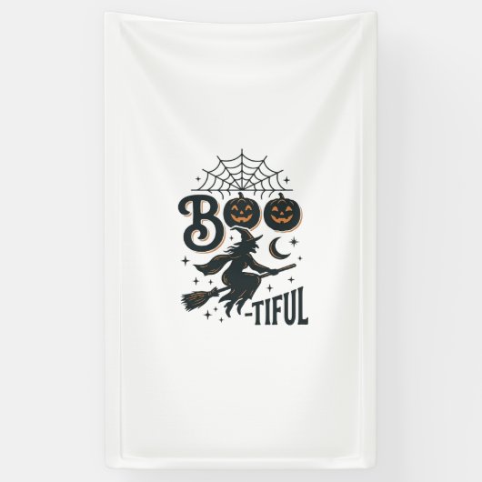Mooie Heks Halloween Vintage Gravure Ontwerp Spandoek (Verticaal)