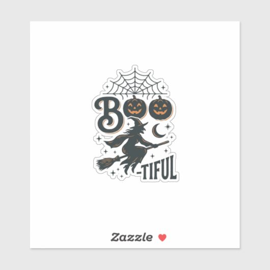 Mooie Heks Halloween Vintage Gravure Ontwerp Sticker (Vel)