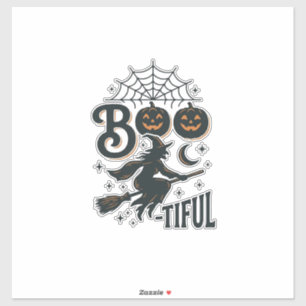 Mooie Heks Halloween Vintage Gravure Ontwerp Sticker