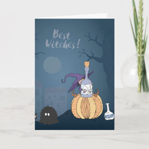 Mooie Heks Halloween Wenskaart Feestdagen Kaart
