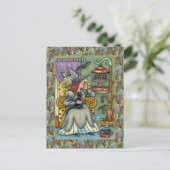 MOOIE HEKS, KAT EN HAAR HUISDIEREN, VLEERMUISKOOI, FEESTDAGENKAART (Staand voorkant)