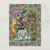 MOOIE HEKS, KAT EN HAAR HUISDIEREN, VLEERMUISKOOI, FEESTDAGENKAART (Voorkant)