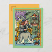 MOOIE HEKS, KAT EN HAAR HUISDIEREN, VLEERMUISKOOI, FEESTDAGENKAART (Voorkant / Achterkant)