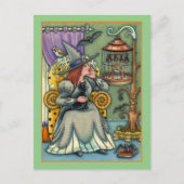 MOOIE HEKS, KAT EN HAAR HUISDIEREN, VLEERMUISKOOI, FEESTDAGENKAART (Voorkant)