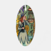 MOOIE HEKS, KAT EN HAAR HUISDIEREN, VLEERMUISKOOI, METALEN ORNAMENT (Voorkant links)