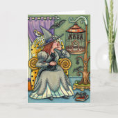 MOOIE HEKS, KAT, HUISDIEREN, VLEERMUISKOOI, HALLOW FEESTDAGEN KAART (Voorkant)