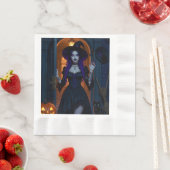 Mooie heks met Candelabra Halloween Servet (Insitu)