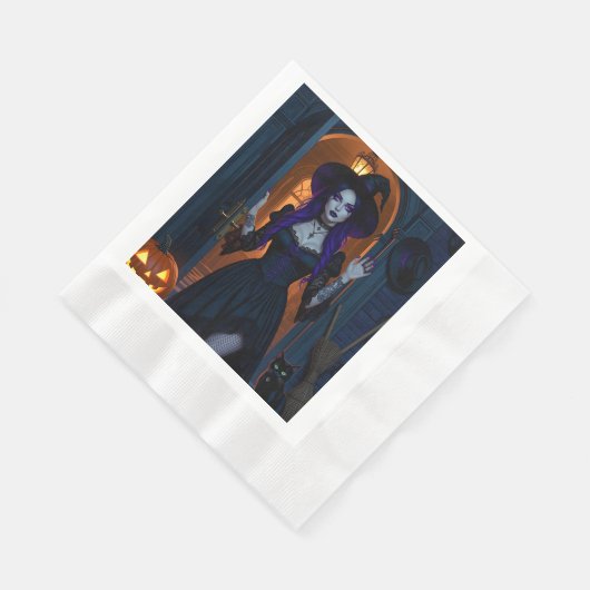 Mooie heks met Candelabra Halloween Servet (Hoek)