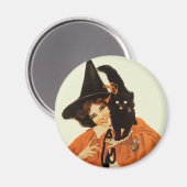  mooie heks met een klinkende zwarte kat magneet (Voorkant / Achterkant)