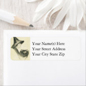 Mooie heks met ketel Halloween Etiket (Insitu)