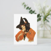  mooie heks met zwarte kat op schouder briefkaart (Staand voorkant)