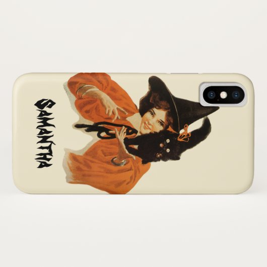  mooie heks met zwarte kat op schouder Case-Mate iPhone case (Achterkant (horizontaal))