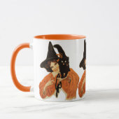 mooie heks met zwarte kat op schouder mok (Links)