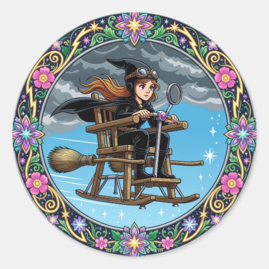 Mooie Heks Piloot Ronde Sticker (Voorkant)