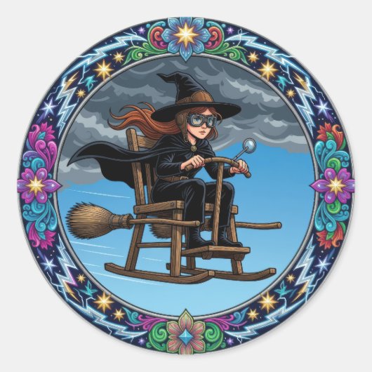 Mooie Heks Piloot Ronde Sticker (Voorkant)