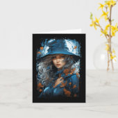 Mooie heks Waterverf heks Halloween Spooky Kaart (Gele Bloem)