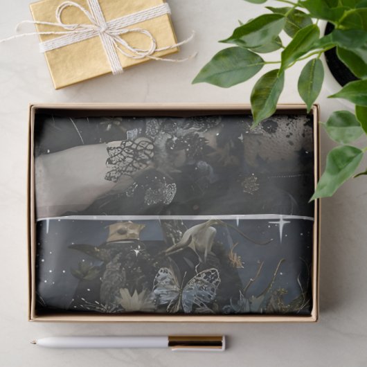 Mooie Heks & Zwarte Kat Decoupage Tissue Papier (Geschenk)