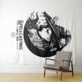 Mooie Heks & Zwarte Kat Wiccan Wicca Toverij Wandkleed (In Situ (horizontaal))