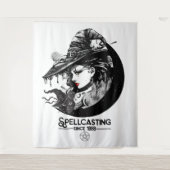 Mooie Heks & Zwarte Kat Wiccan Wicca Toverij Wandkleed (Voorkant)